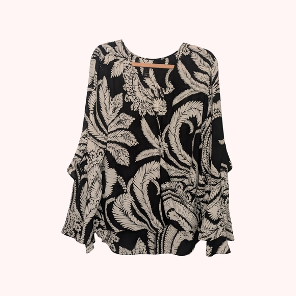 ⭐INC Crossover Front Blouse With Flutter Bellsleeves Size Large - Picture 2 of 6